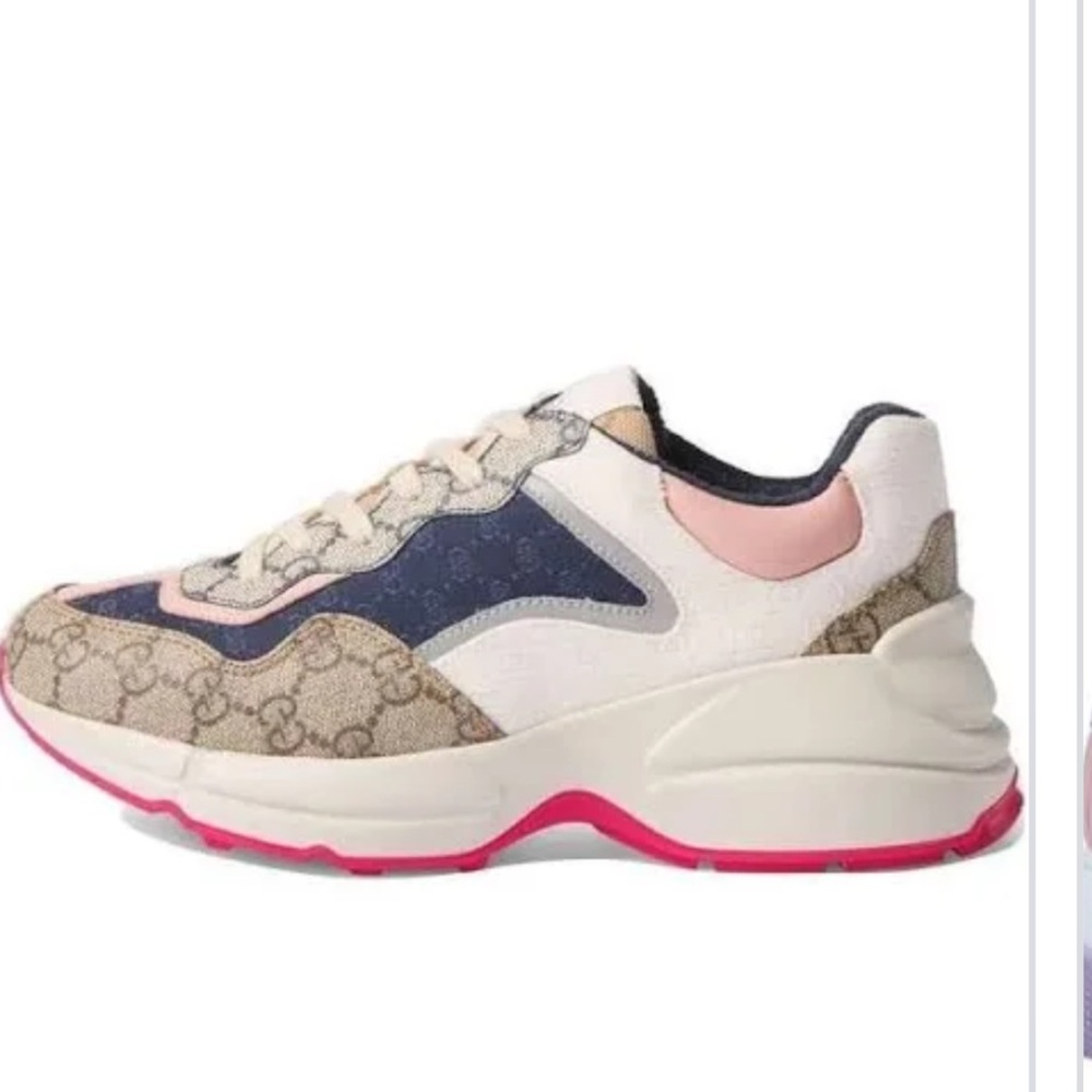 Gucci Rhyton.  Pink and Blue Sneakers with Chunky Design